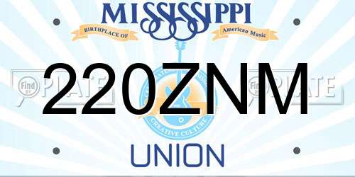 220ZNM Mississippi License Plate