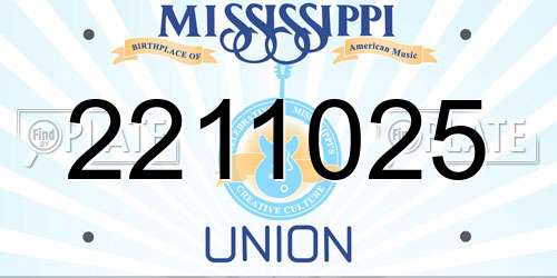 2211025 Mississippi License Plate