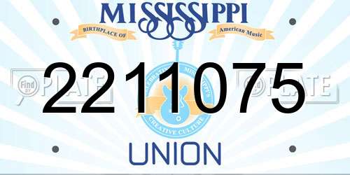 2211075 Mississippi License Plate