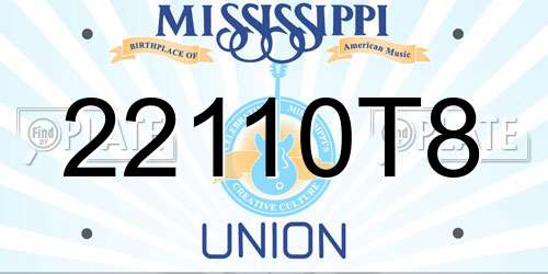 22110T8 Mississippi License Plate