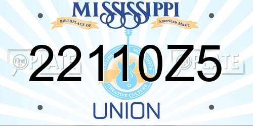 22110Z5 Mississippi License Plate