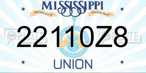 22110Z8 Mississippi License Plate