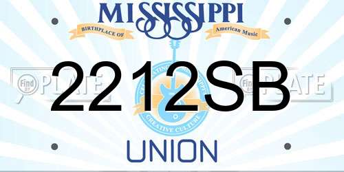 2212SB Mississippi License Plate