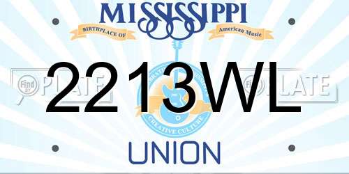 2213WL Mississippi License Plate