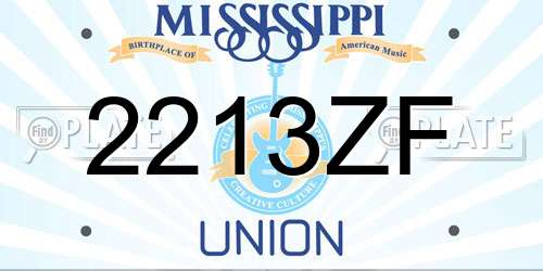 2213ZF Mississippi License Plate
