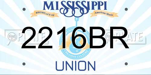 2216BR Mississippi License Plate