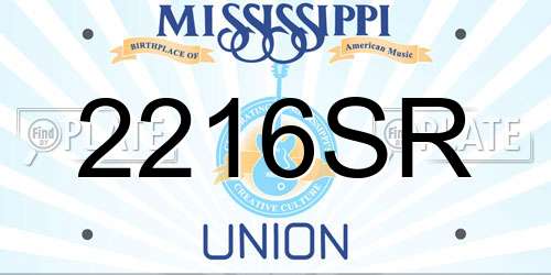 2216SR Mississippi License Plate