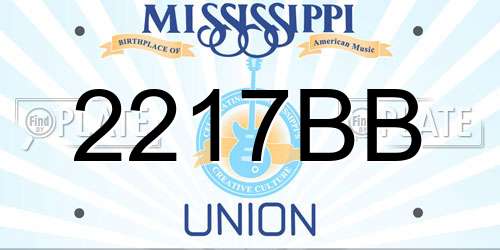 2217BB Mississippi License Plate