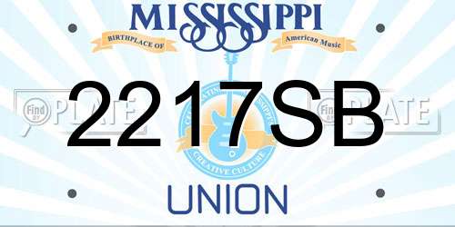 2217SB Mississippi License Plate