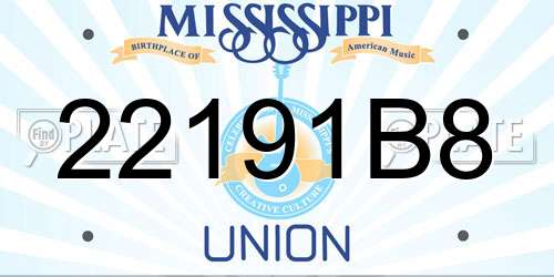 22191B8 Mississippi License Plate