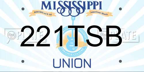 221TSB Mississippi License Plate