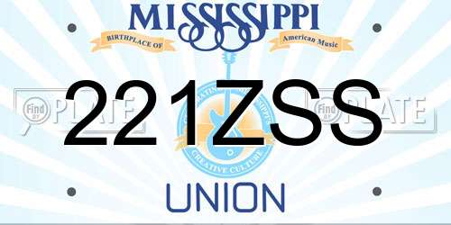 221ZSS Mississippi License Plate
