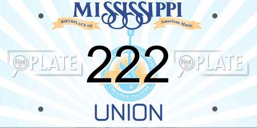 222 Mississippi License Plate