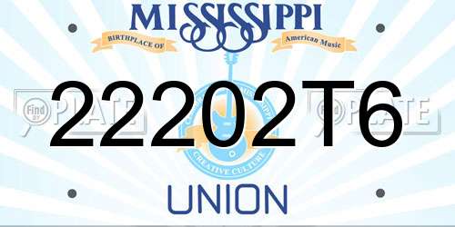 22202T6 Mississippi License Plate
