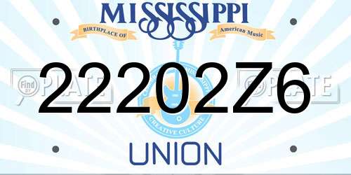 22202Z6 Mississippi License Plate