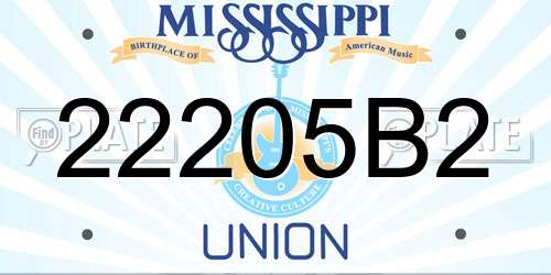 22205B2 Mississippi License Plate