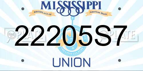 22205S7 Mississippi License Plate