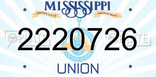 2220726 Mississippi License Plate
