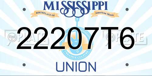 22207T6 Mississippi License Plate