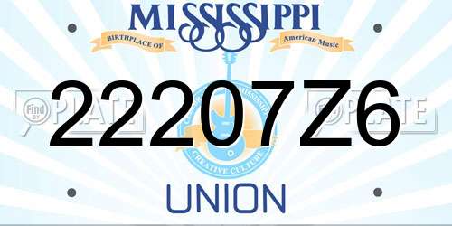 22207Z6 Mississippi License Plate