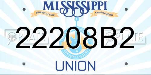 22208B2 Mississippi License Plate