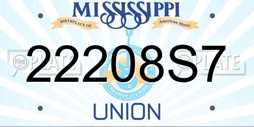 22208S7 Mississippi License Plate