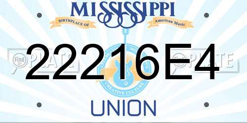 22216E4 Mississippi License Plate
