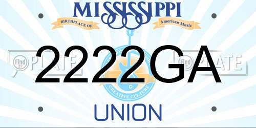 2222GA Mississippi License Plate