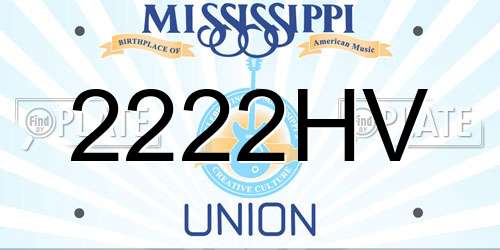 2222HV Mississippi License Plate
