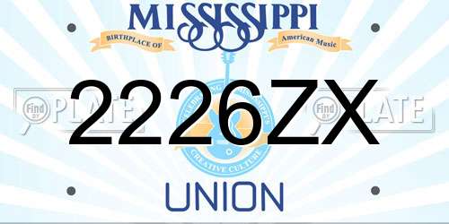2226ZX Mississippi License Plate