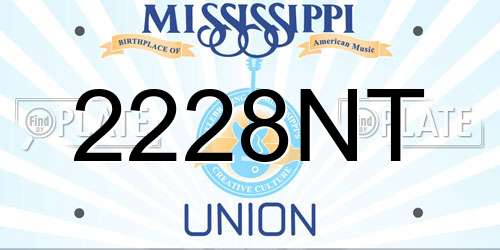 2228NT Mississippi License Plate