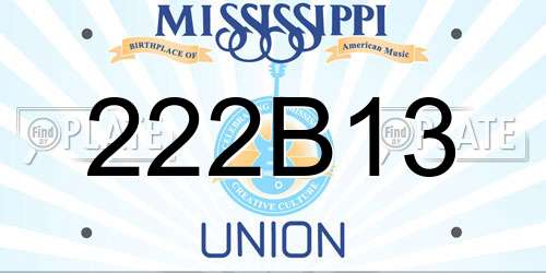 222B13 Mississippi License Plate