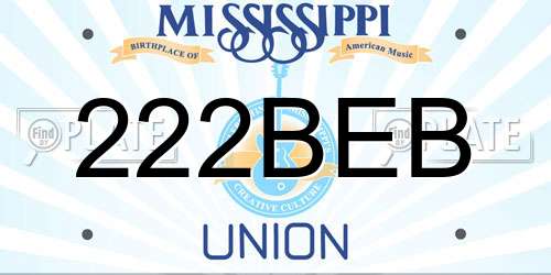 222BEB Mississippi License Plate