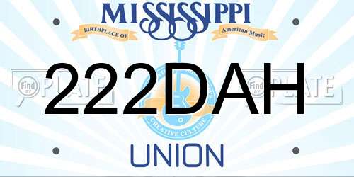 222DAH Mississippi License Plate