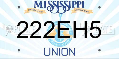 222EH5 Mississippi License Plate
