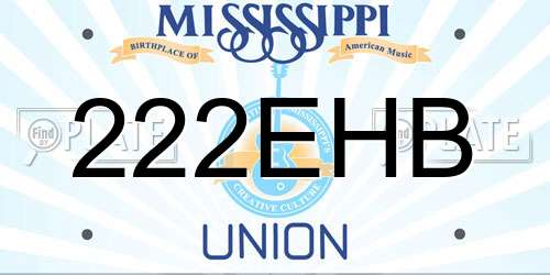 222EHB Mississippi License Plate