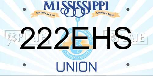 222EHS Mississippi License Plate