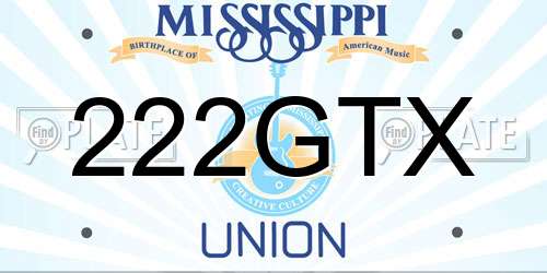 222GTX Mississippi License Plate