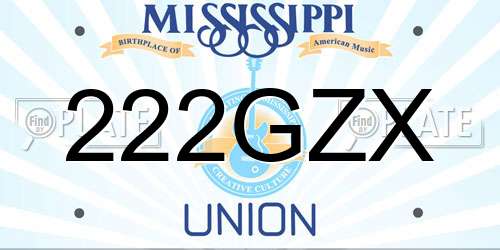 222GZX Mississippi License Plate