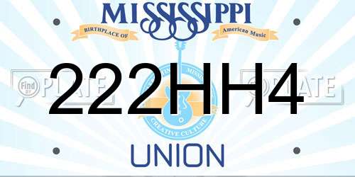 222HH4 Mississippi License Plate
