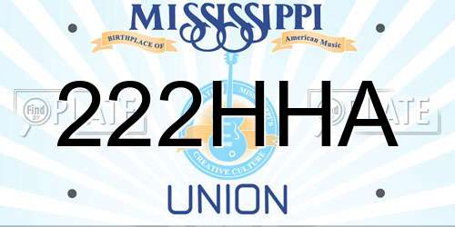 222HHA Mississippi License Plate