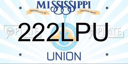 222LPU Mississippi License Plate