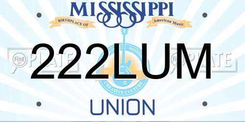222LUM Mississippi License Plate