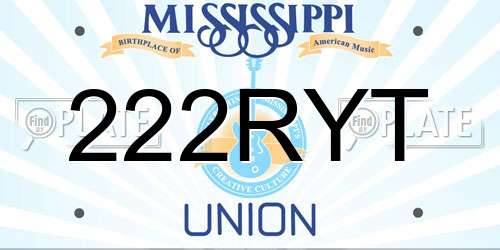 222RYT Mississippi License Plate