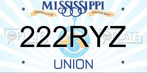 222RYZ Mississippi License Plate