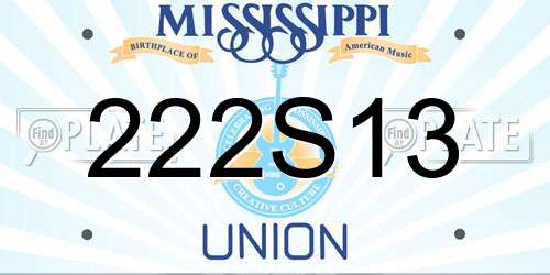 222S13 Mississippi License Plate