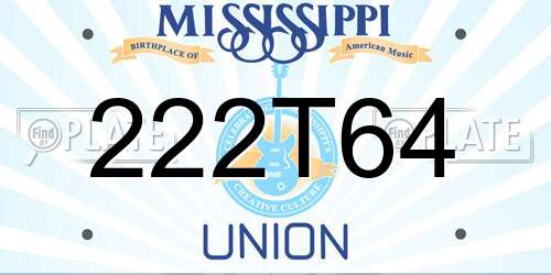 222T64 Mississippi License Plate
