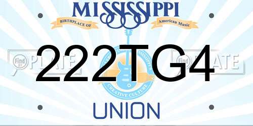 222TG4 Mississippi License Plate