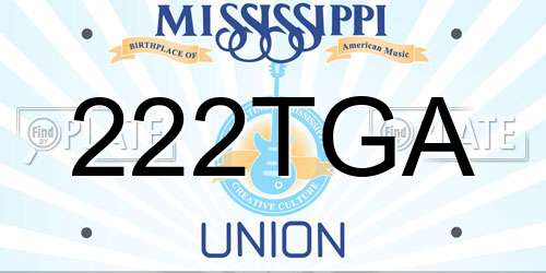 222TGA Mississippi License Plate
