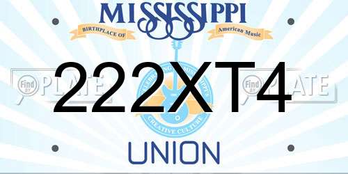 222XT4 Mississippi License Plate